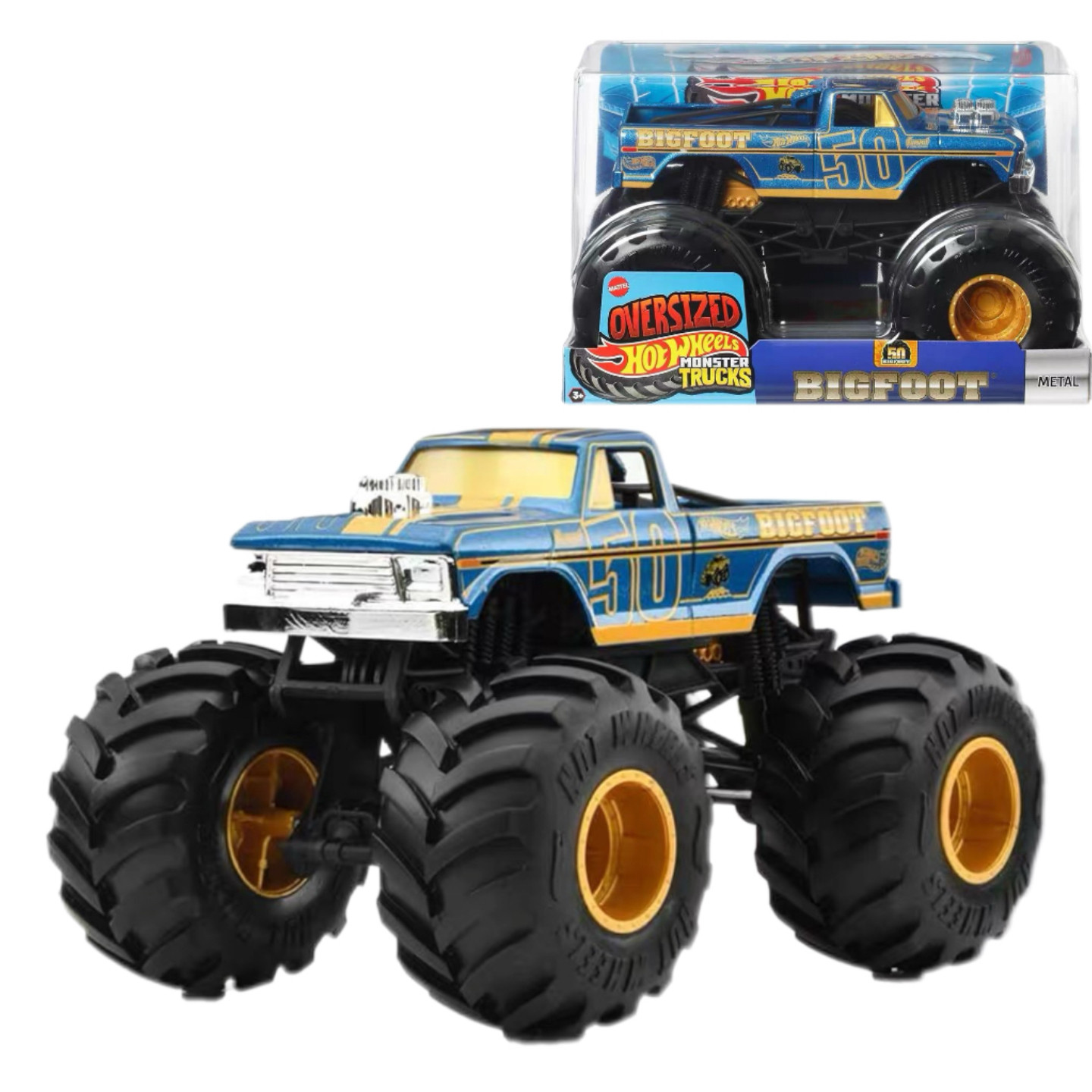 Hot Wheels Car Monster Trucks - รถบรรทุกมอนสเตอร์ฮอตวีลส์ บิ๊กฟุต ฉลองครบรอบ 50 ปี รุ่นออฟโรด