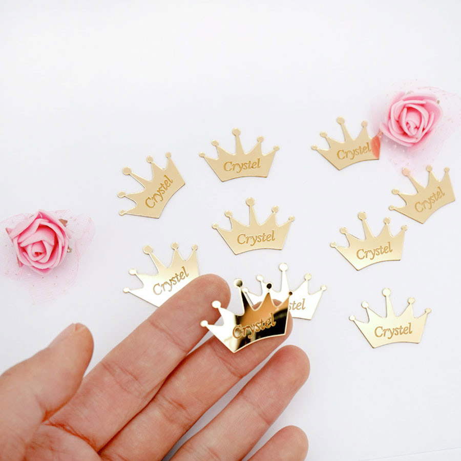 Graded Card Display - 50 ชิ้นส่วนบุคคลกระจกมงกุฎงานแต่งงานหมวดหมู่ตารางกลางตกแต่งอะคริลิคชื่อป้ายสติกเกอร์ Party Favors เลเซอร์ตัดของขวัญ