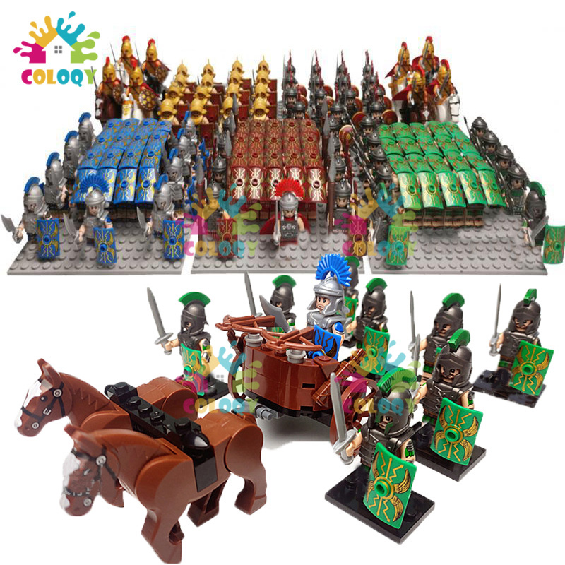 Lego Minifigure Holder - ของเล่นเด็กโรมันกองพันบล็อกตัวต่อทหารทหารม้าอัศวินยุคกลางของเล่นสำหรับเด็กของขวัญคริสต์มาส