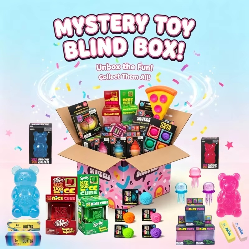 Mystery Box Blind Bag - กล่องสุ่มของเล่นบีบสุดฮิตน่ารัก คิวบ์และโอเชียน สควิชชี่ ปี 2026 ของเล่นบีบเซอร์ไพรส์สุ่ม