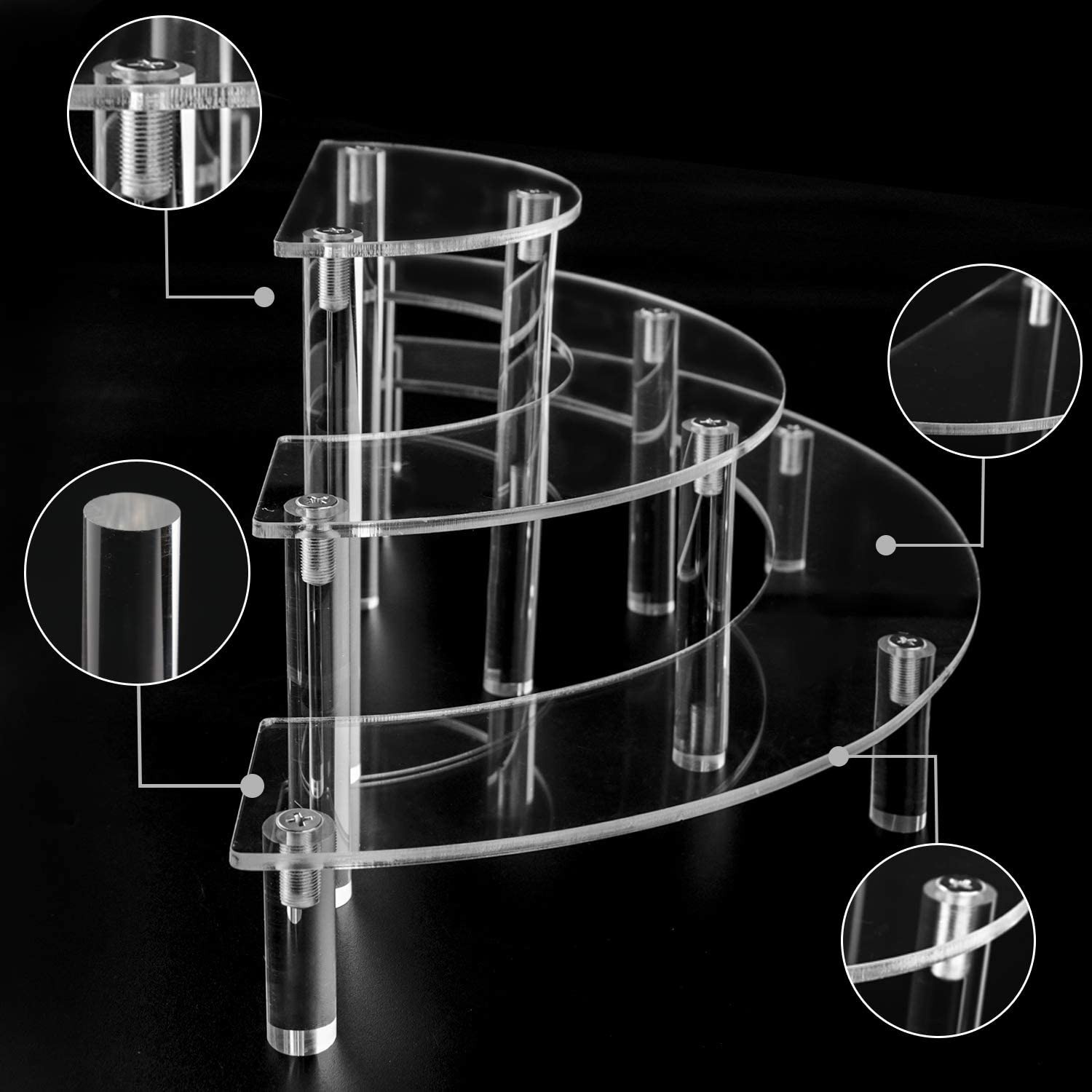 3ชั้นอะคริลิครอบ Cupcake ยืนขน - Pop Display Shelf บทวิจารณ์และราคา